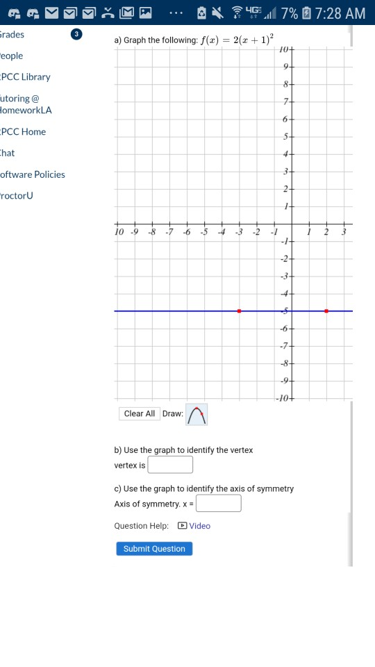 Solved YG 7% 7:28 AM 41 Grades a) Graph the following: f(x) | Chegg.com