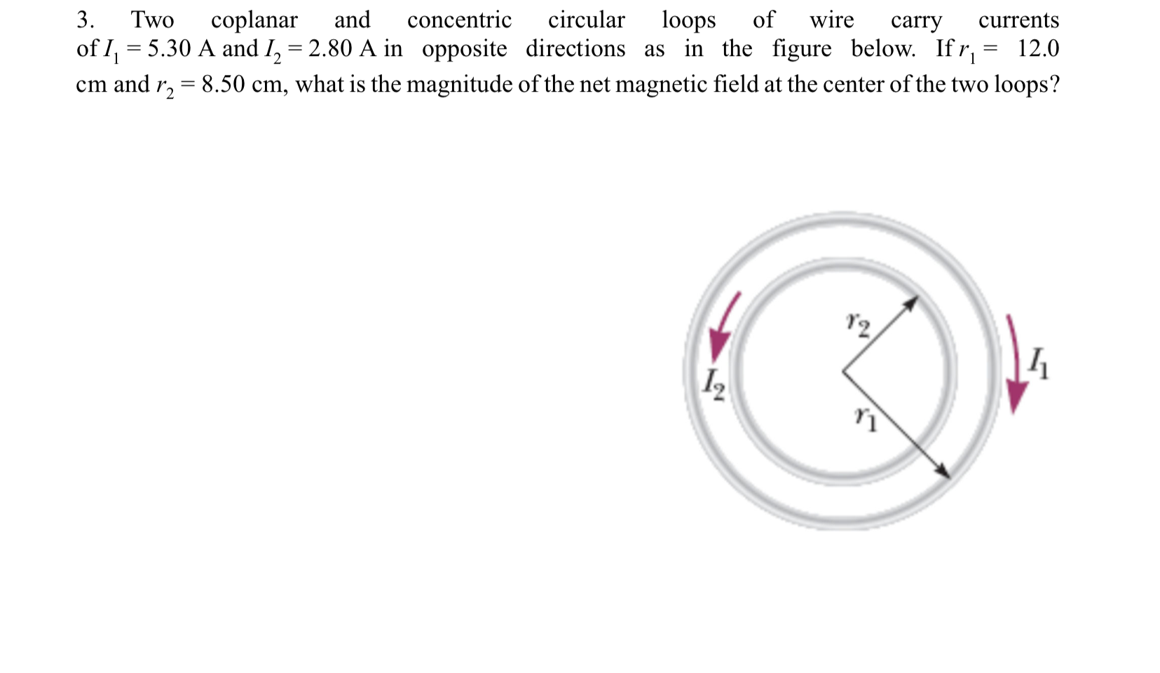 Solved 3. Two coplanar and concentric circular loops of wire | Chegg.com