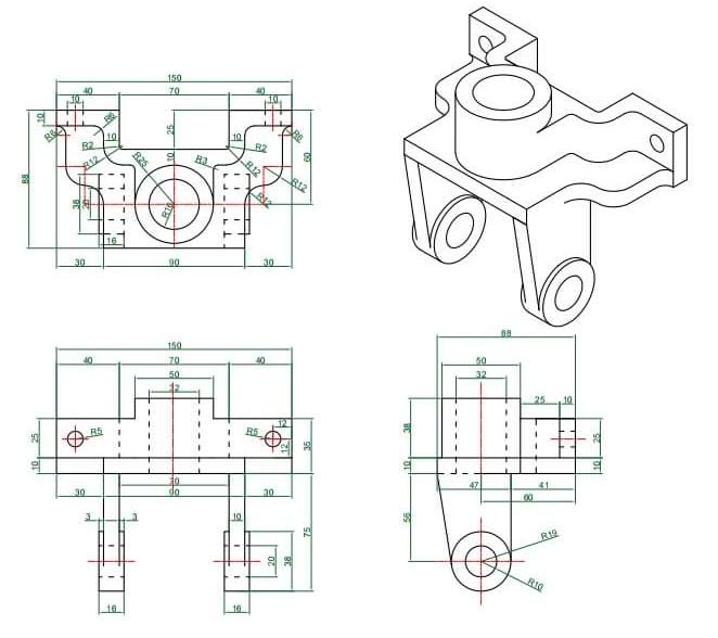 Solved Create a dwg file of the 3d object. Measurement is | Chegg.com