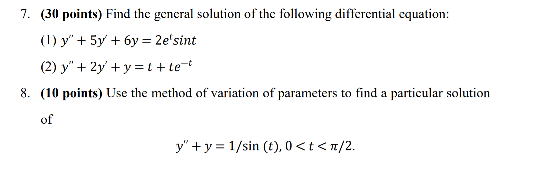Solved Find the general solution of the following | Chegg.com