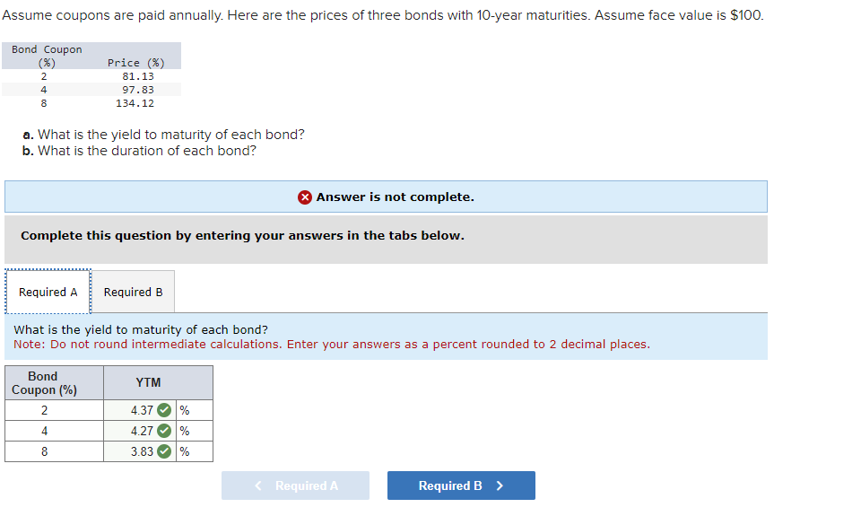 Solved A. What Is The Yield To Maturity Of Each Bond? B. | Chegg.com