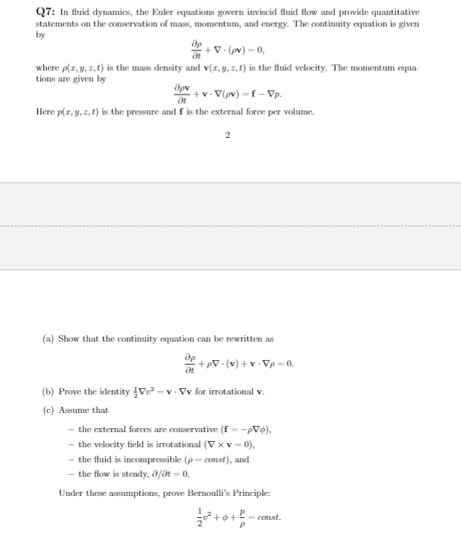 Solved Q7 In fluid dynamics, the Euler equations govern