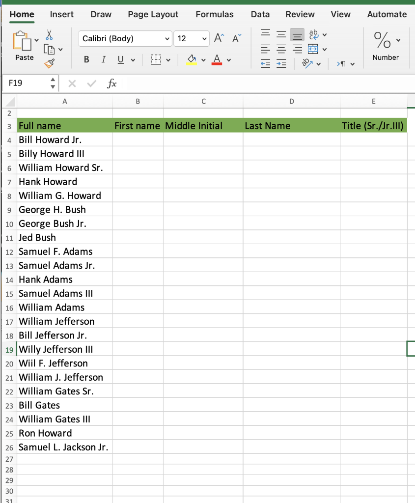 Solved Instructions: In this sheet, you are given a list of | Chegg.com