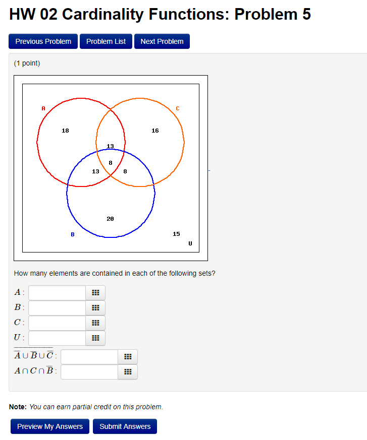 Solved How many elements are contained in each of the | Chegg.com