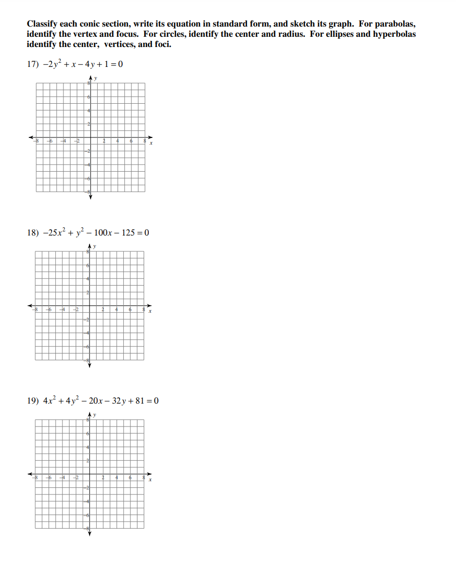 Solved Classify each conic section, write its equation in | Chegg.com