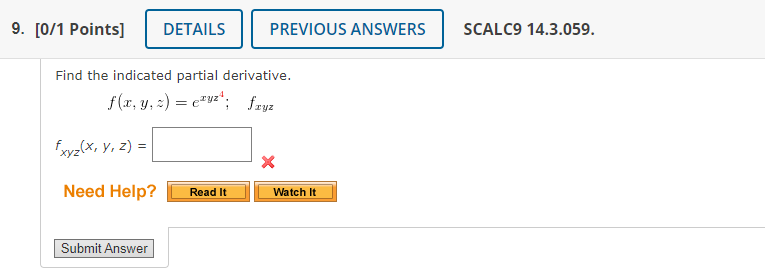 partial derivative of f x y z