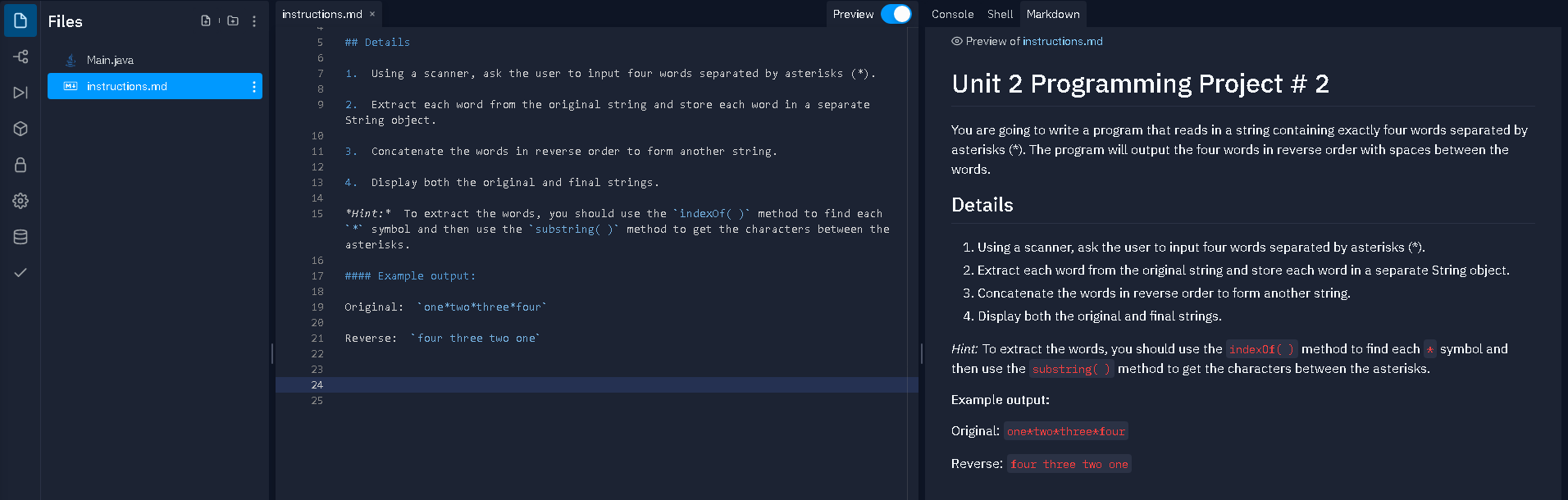 Solved How do I use indexOf( ) to detect "*" in my string | Chegg.com