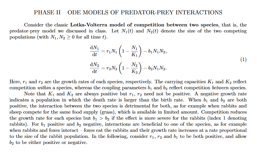 PHASE II – ODE MODELS OF PREDATOR-PREY INTERACTIONS | Chegg.com