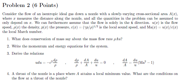 Solved Problem 2 (6 Points) Consider the flow of an | Chegg.com
