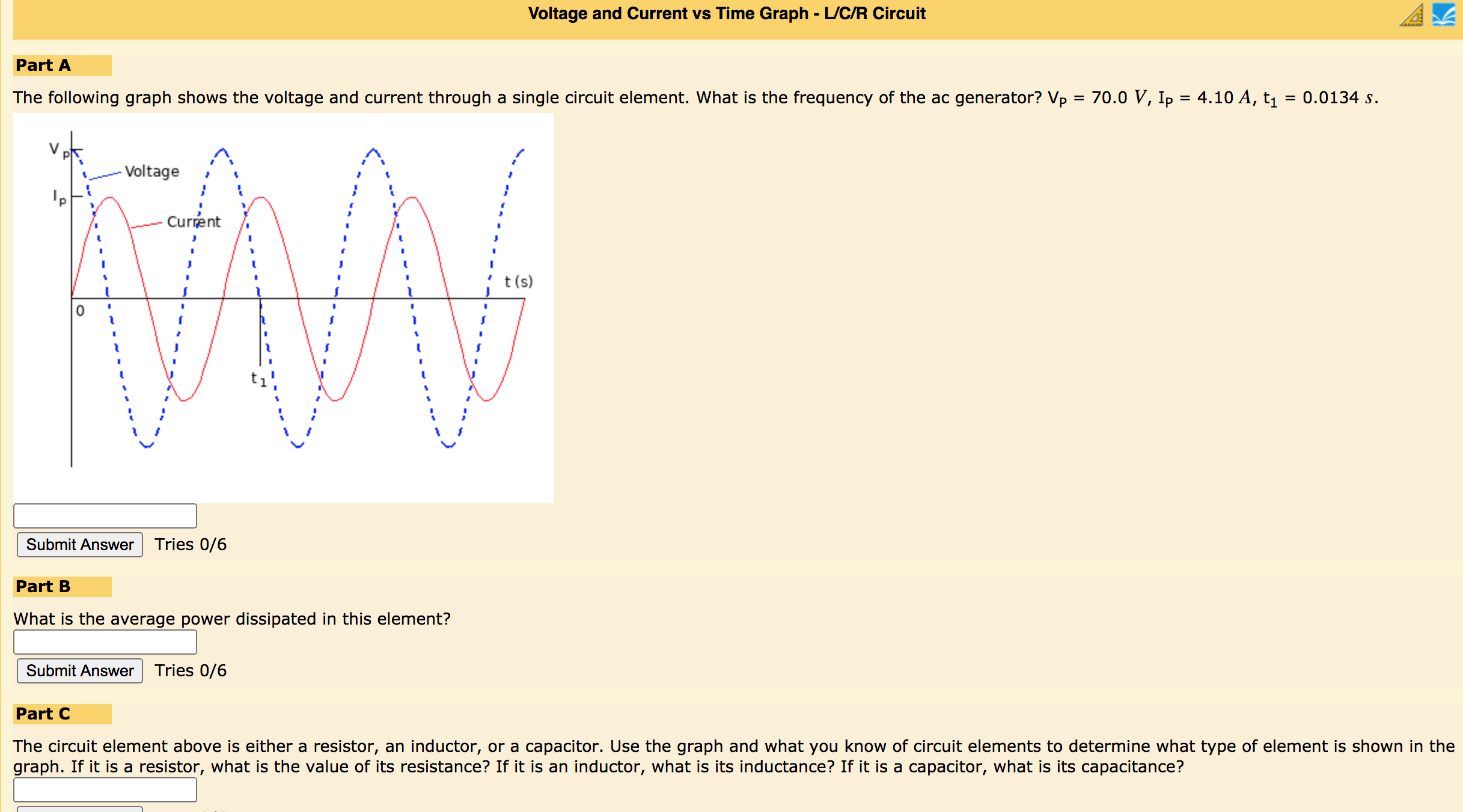 Solved Voltage And Current Vs Time Graph L C R Circuit Chegg Com