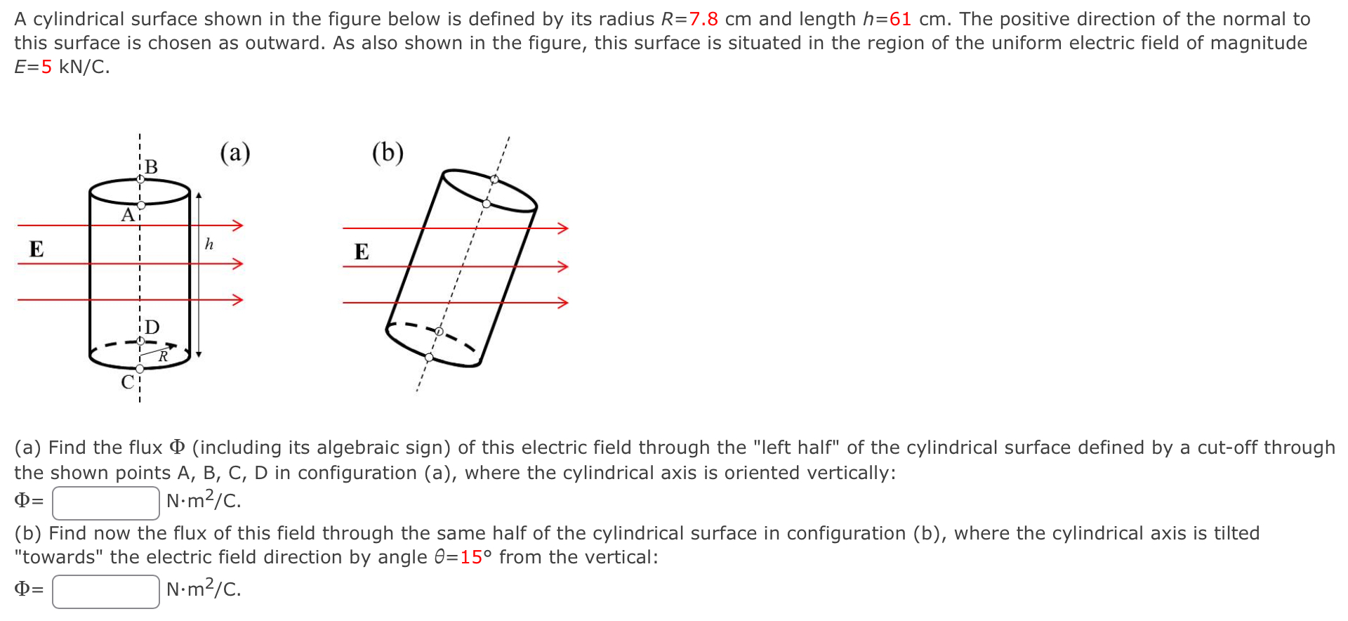 Solved A cylindrical surface shown in the figure below is | Chegg.com