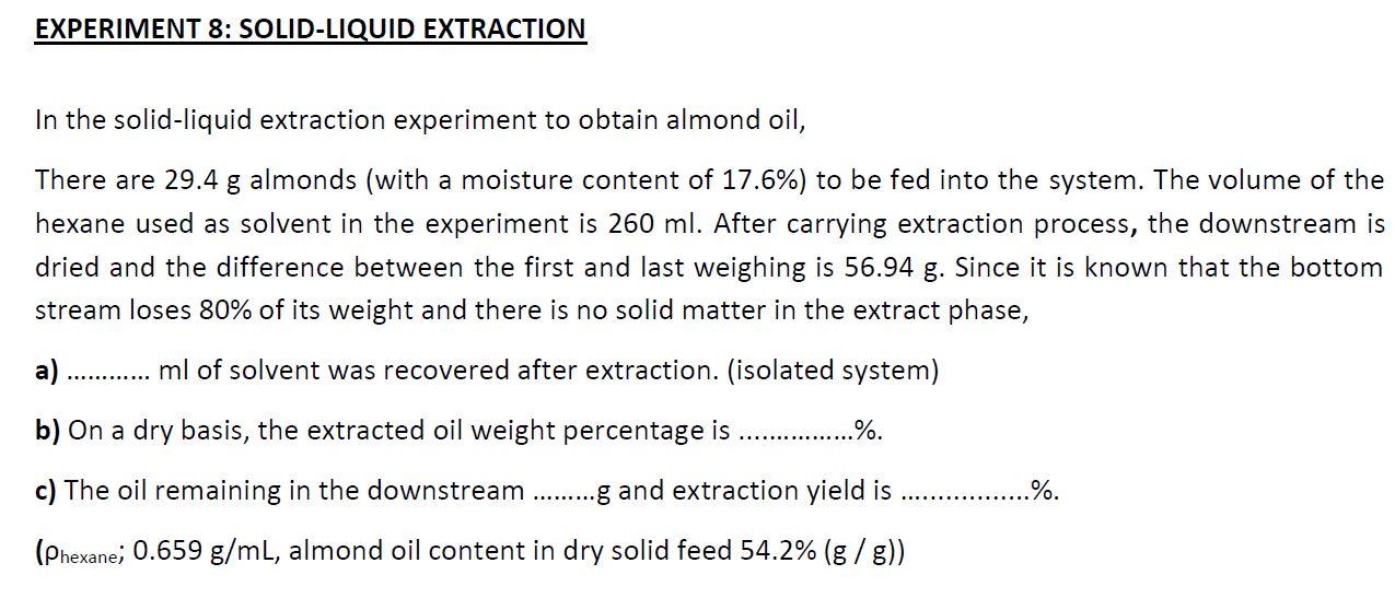 solid liquid extraction experiment