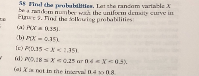 Solved 58 Find the probabilities. Let the random variable X | Chegg.com