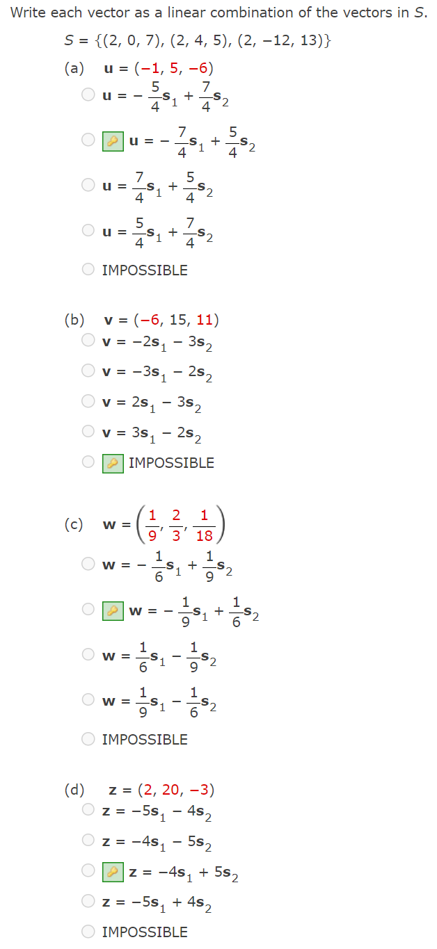 Solved Write Each Vector As A Linear Combination Of The | Chegg.com