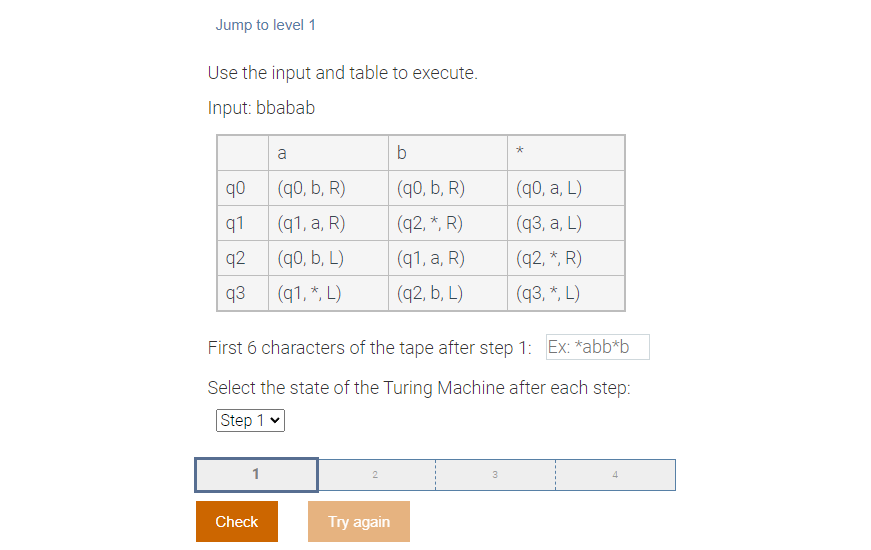 Solved Use The Input And Table To Execute. Input: Bbabab | Chegg.com