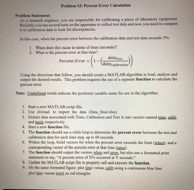 Problem #3: Percent Error Calculation Problem | Chegg.com