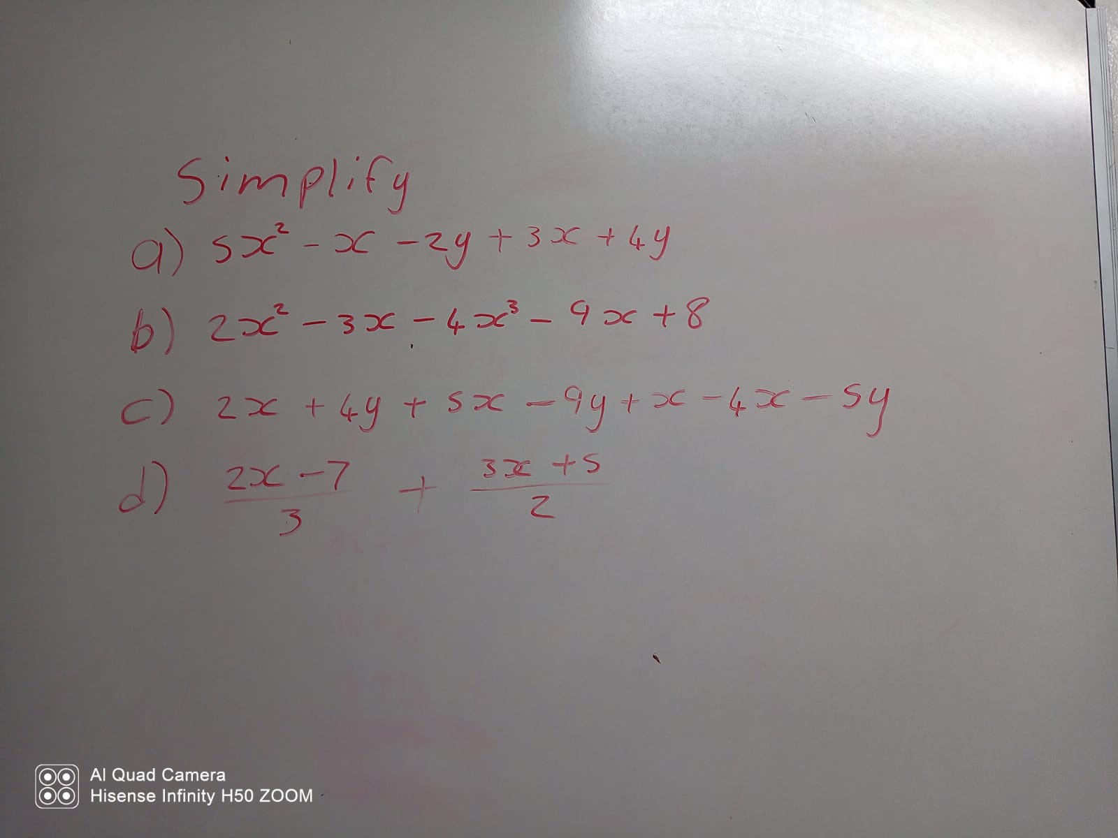 Solved Simplify A 5x2−x−2y3x4y B 2x2−3x−4x3−9x8 C 4209