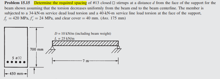 Solved Determine the required spacing of 13 closed stirrups