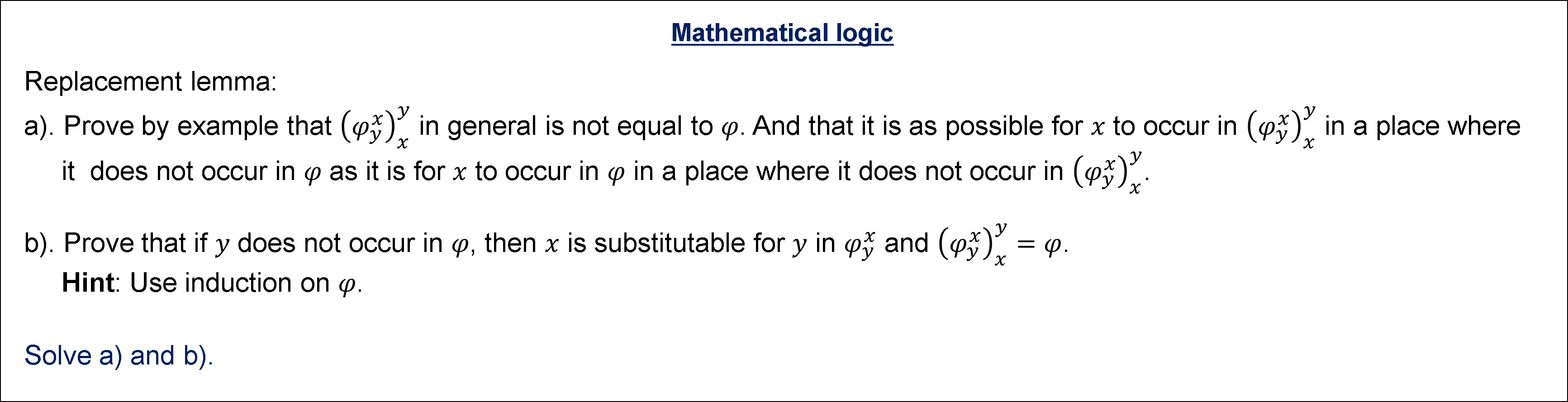 Solved Mathematical LogicSolve A) ﻿and B). | Chegg.com