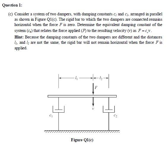 Solved Question 1: () Consider a system of two dampers, with | Chegg.com