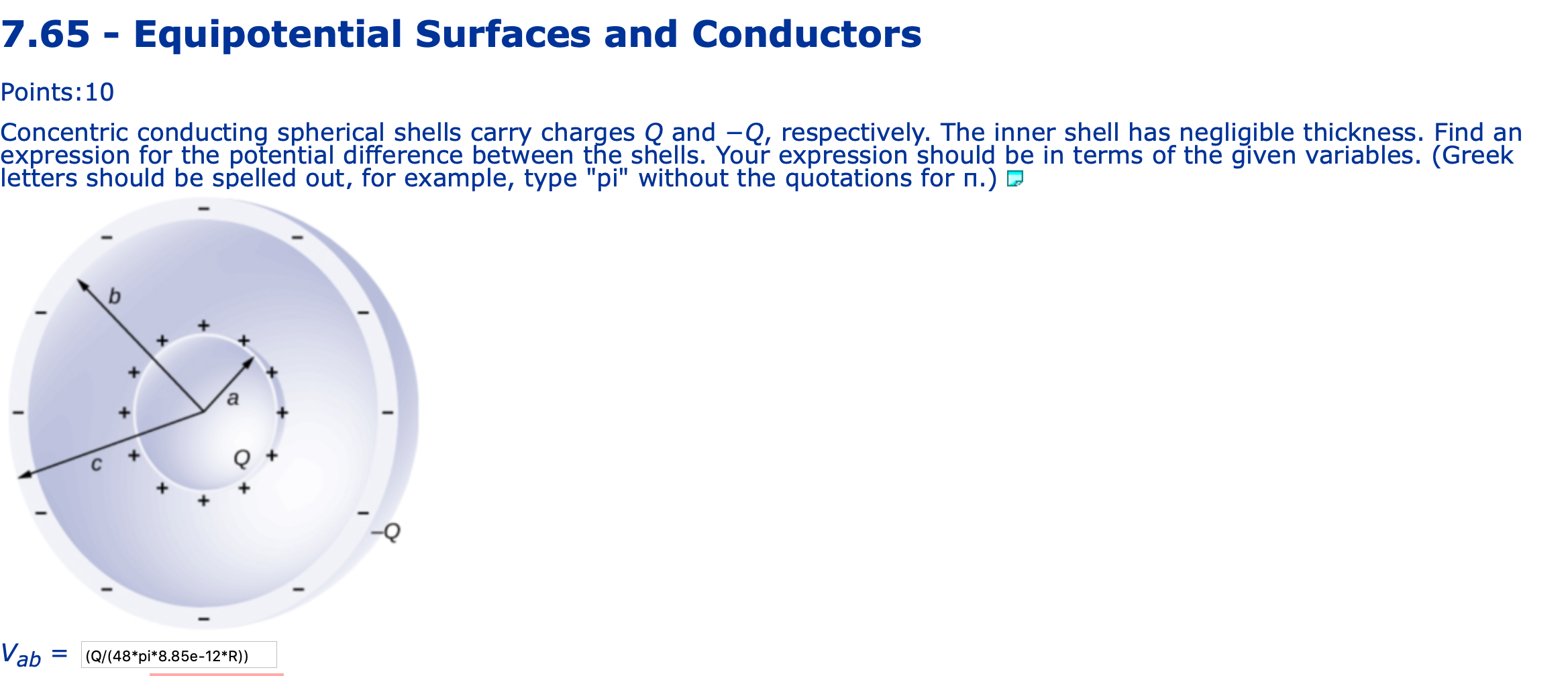 Solved 7.65 - Equipotential Surfaces and Conductors oints: | Chegg.com
