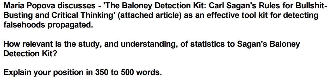 Solved Maria Popova Discusses The Baloney Detection Ki Chegg Com