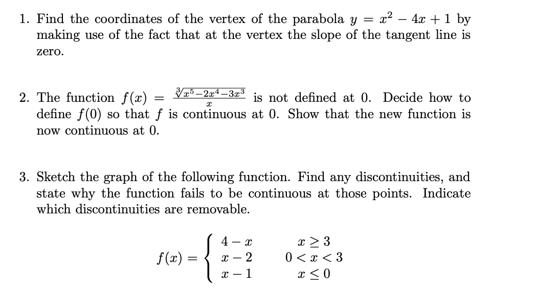 Solved 1 Find The Coordinates Of The Vertex Of The Parabola Chegg Com