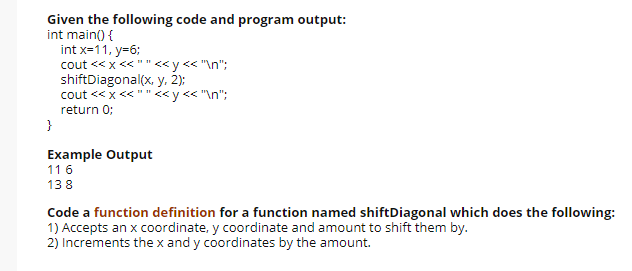 Solved Given the following code and program output: int | Chegg.com