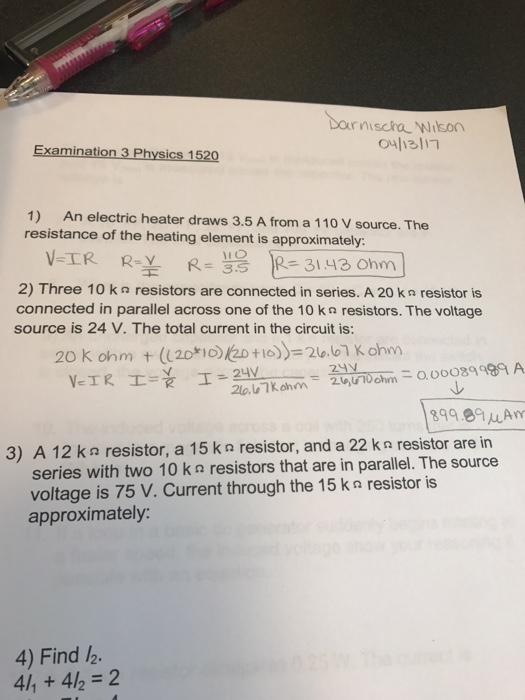 Solved An electric heater draws 3.5 A from a 110 V source.