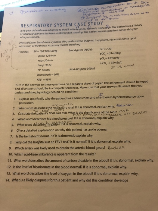 Anatomy and physiology case study answers respiratory