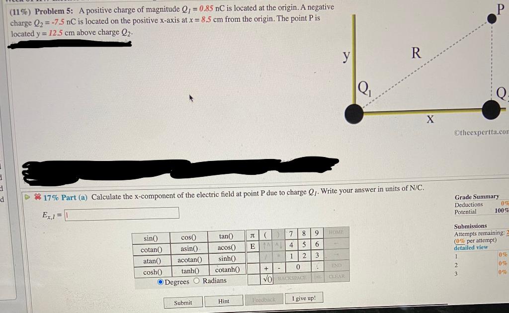 Solved Calculate the of the electric field at