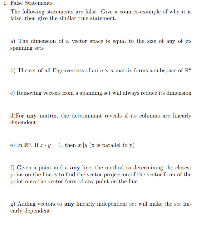 Solved False Statements The following statements are false. | Chegg.com