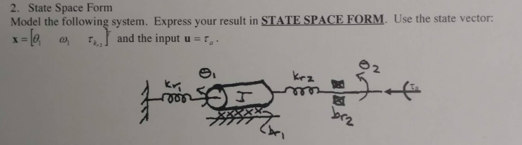Solved 2. State Space Form Model the following system. | Chegg.com