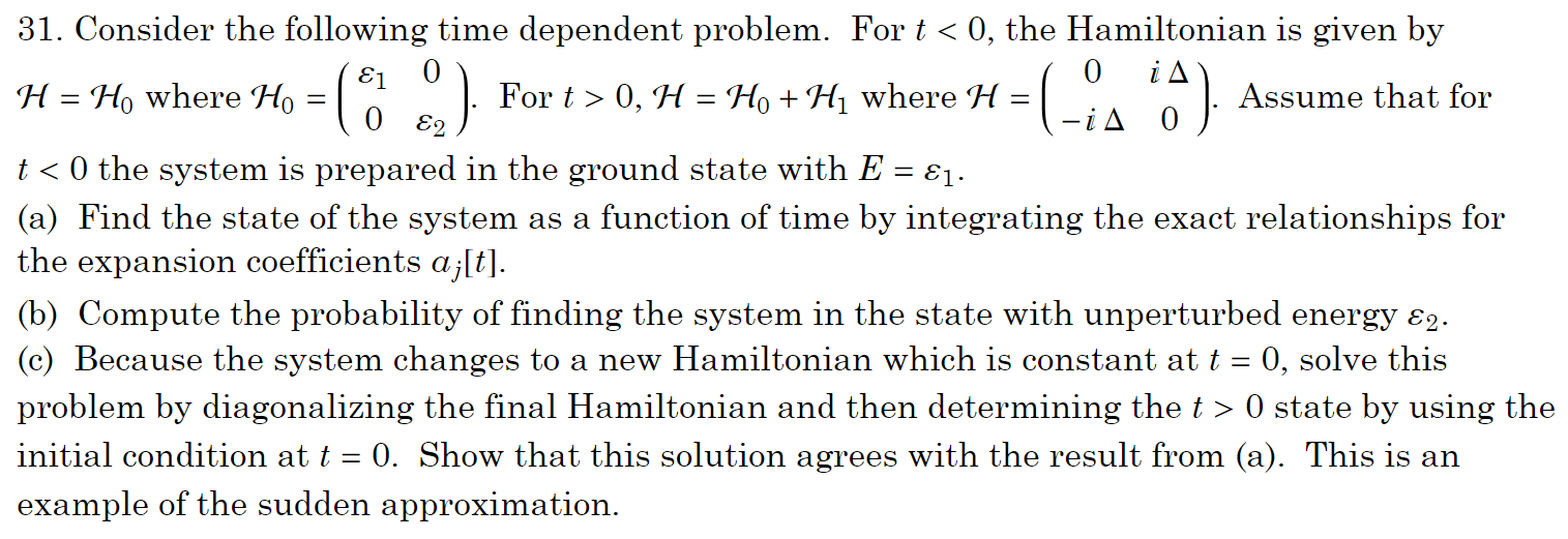 Solved E1 H = H, where Ho = ( 8 ) 0% = = = = =(-4a) E2 31. | Chegg.com