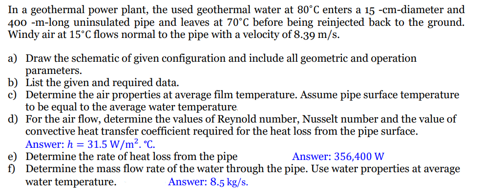 Solved In A Geothermal Power Plant, The Used Geothermal | Chegg.com