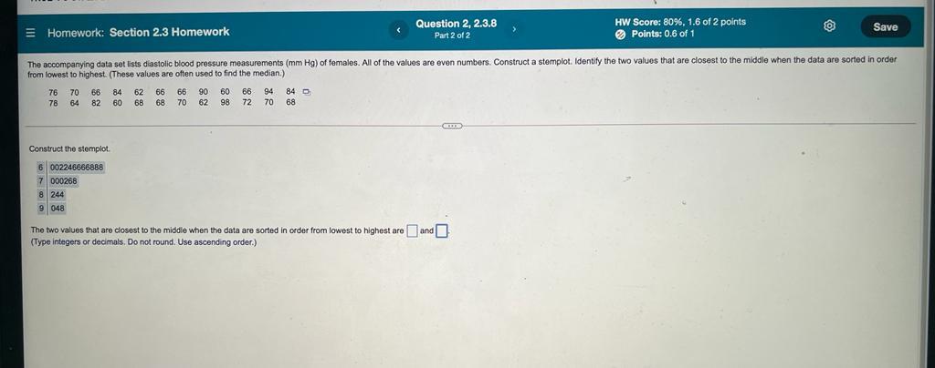 Solved Question 2, 2.3.8 , Part 2 of 2 Homework: Section 2.3 | Chegg.com