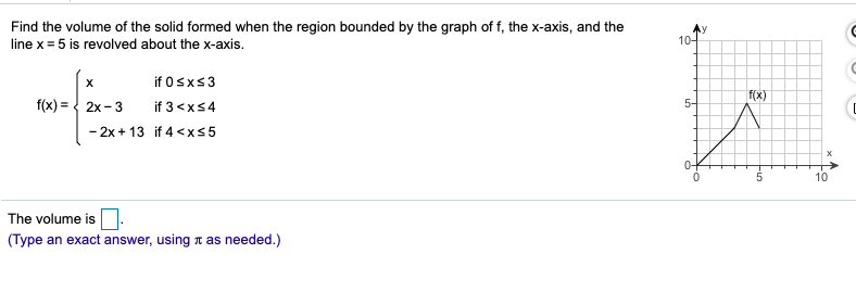 Solved Find the volume of the solid generated in the | Chegg.com