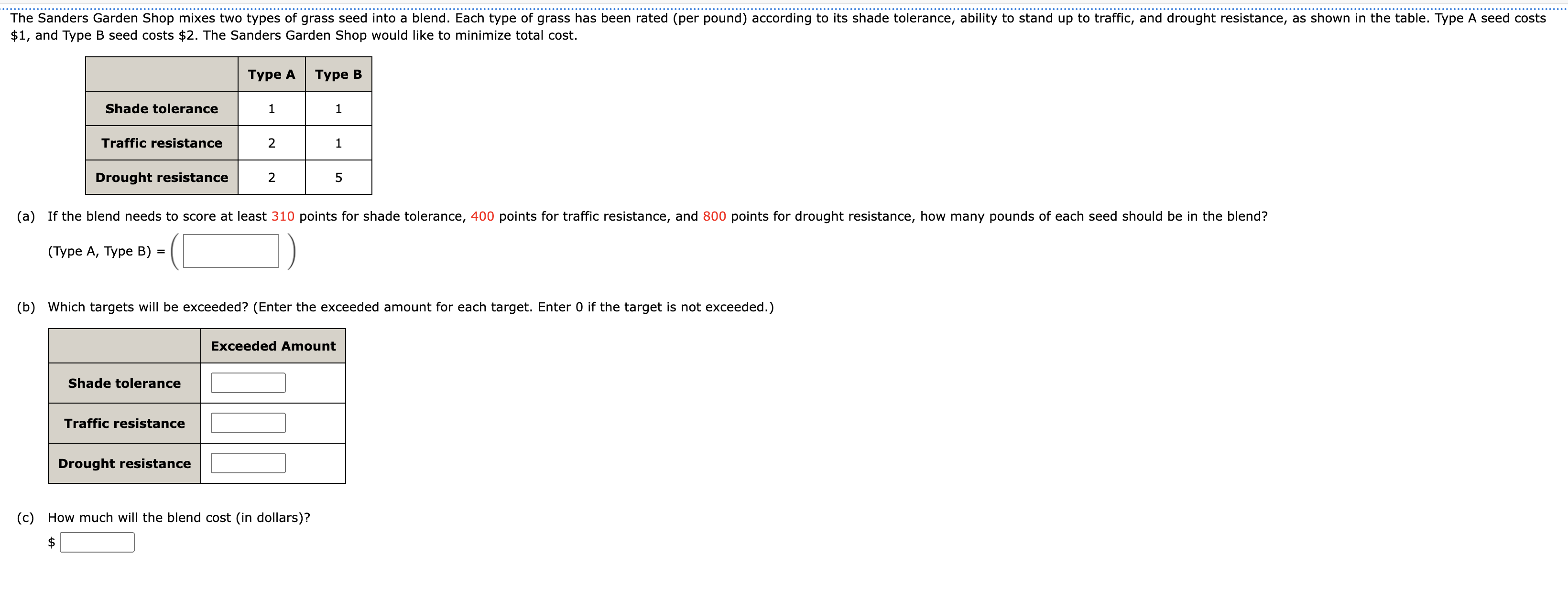 Solved (Type A, Type B) =( (b) Which Targets Will Be | Chegg.com