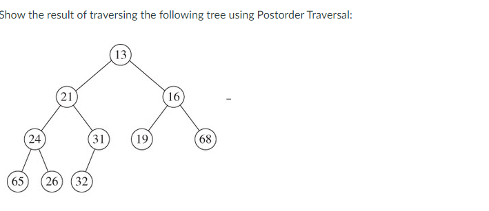 Solved Show the result of traversing the following tree | Chegg.com