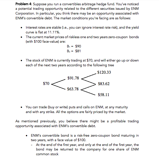 Solved Problem 4: Suppose You Run A Convertibles Arbitrage | Chegg.com