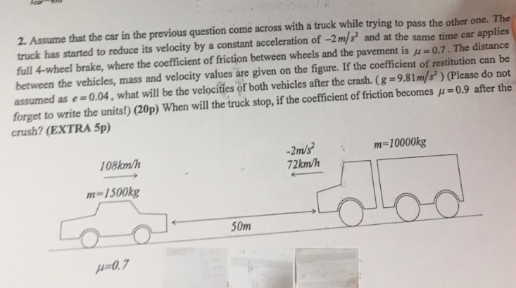 Solved 2. Assume that the car in the previous question come | Chegg.com