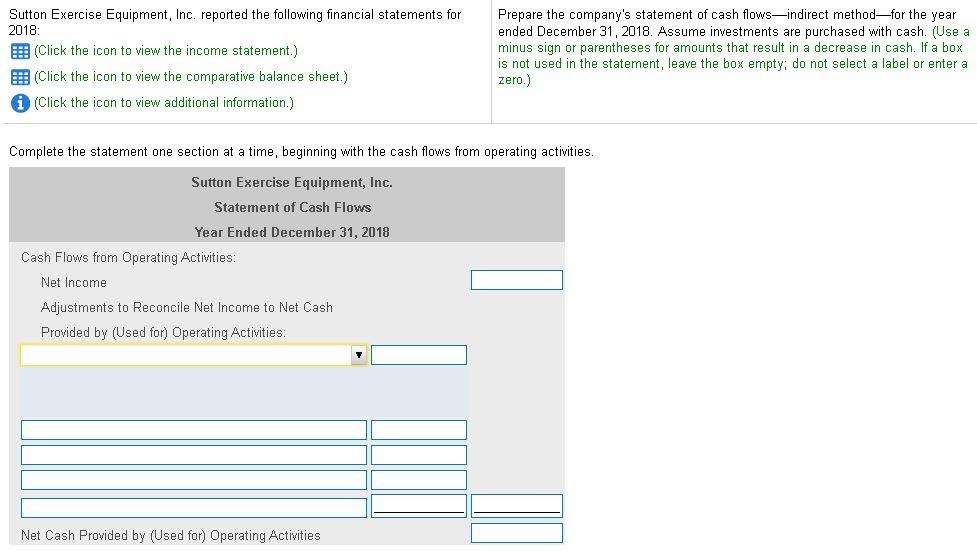 Solved Sutton Exercise Equipment, Inc. reported the