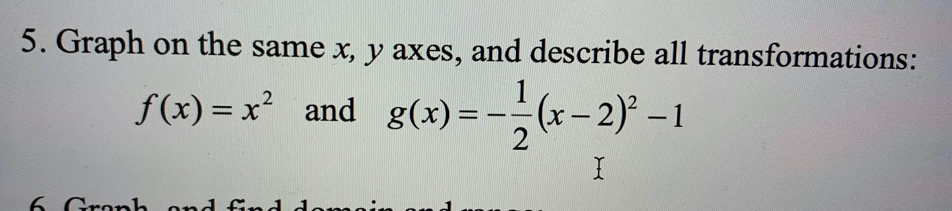 Solved 5. Graph on the same x, y axes, and describe all | Chegg.com