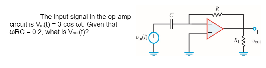 Solved R C The input signal in the op-amp circuit is Vin(t) | Chegg.com