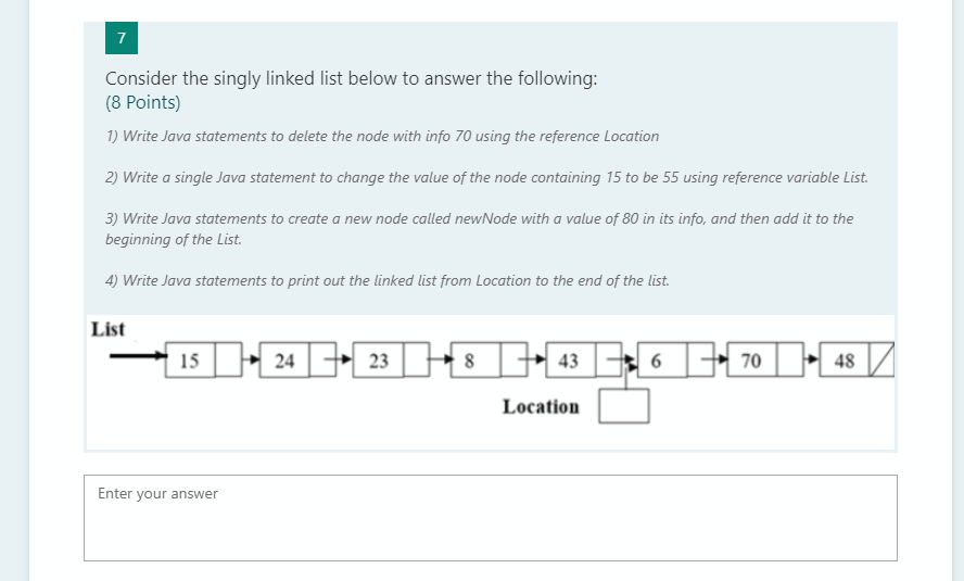 Solved Consider The Singly Linked List Below To Answer Th