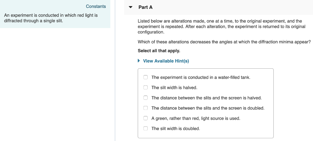 Solved Constants Part A An experiment is conducted in which | Chegg.com