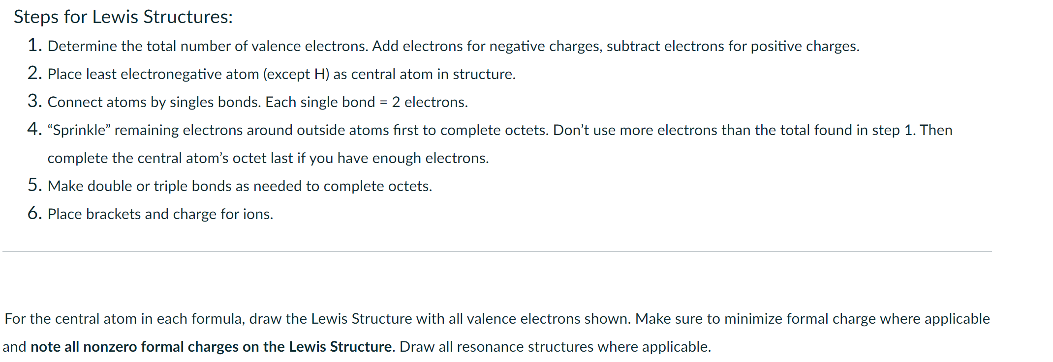 Solved Steps for Lewis Structures: 1. Determine the total | Chegg.com