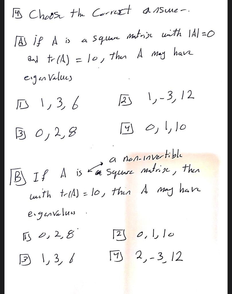 Solved 9 Choose the Correst assue-. A if A is a square | Chegg.com