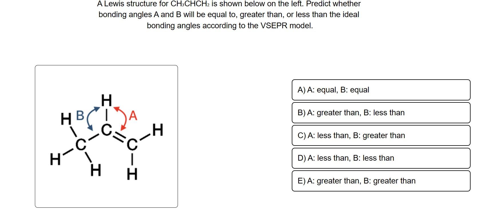 Solved A Lewis Structure For CH3CHCH2 Is Shown Below On The Chegg Com