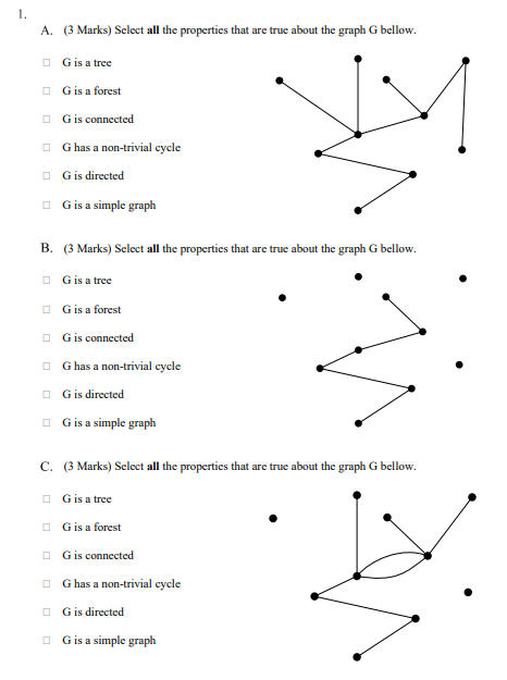 Solved 1. A. (3 Marks) Select all the properties that are | Chegg.com